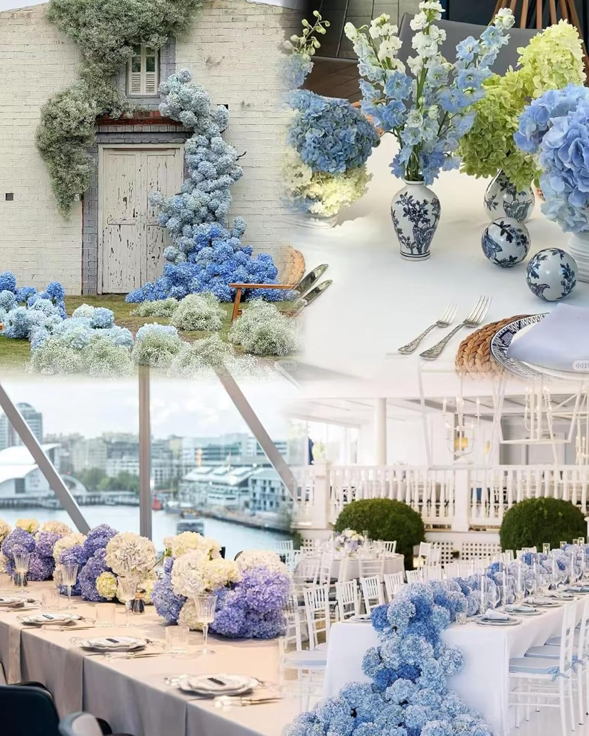 DuHouse 3Pcs Large Hydrangea Artificial Flowers,Latex Real Touch Hydrangeas Lifelike Hydrangea Flower for Home Wedding Bouquets Centerpieces Party Living Room Decoration(Blue)