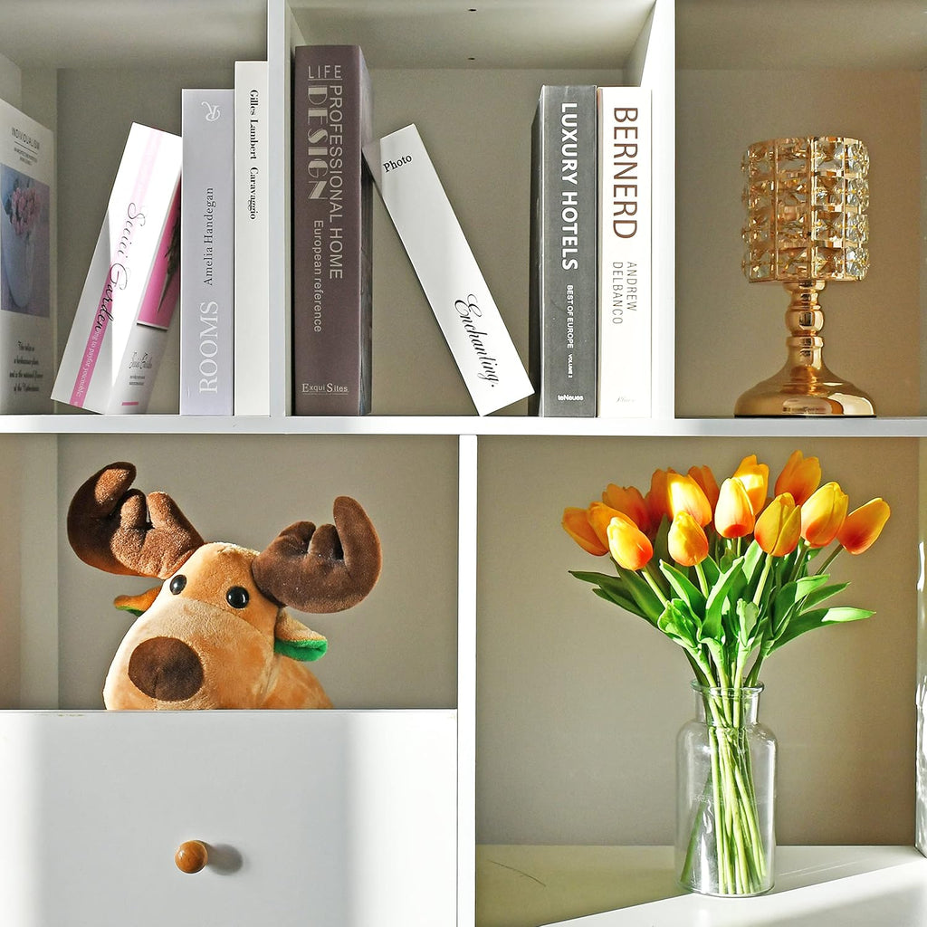 Mandy's 20pcs Pure White Flowers Artificial Tulip Silk Flowers 13.5" in Bulk Home Kitchen Wedding Decorations