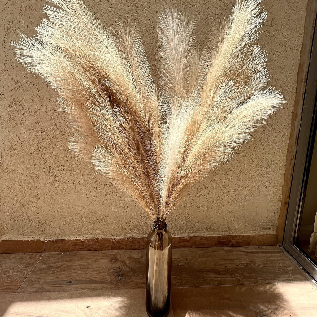 chousse 4 Pcs Pampas Grass Set - 43 Inches Tall (Coffee & Cream)