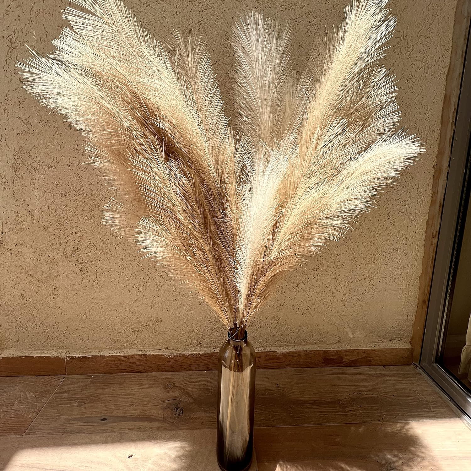 chousse 4 Pcs Pampas Grass Set - 43 Inches Tall (Coffee & Cream)